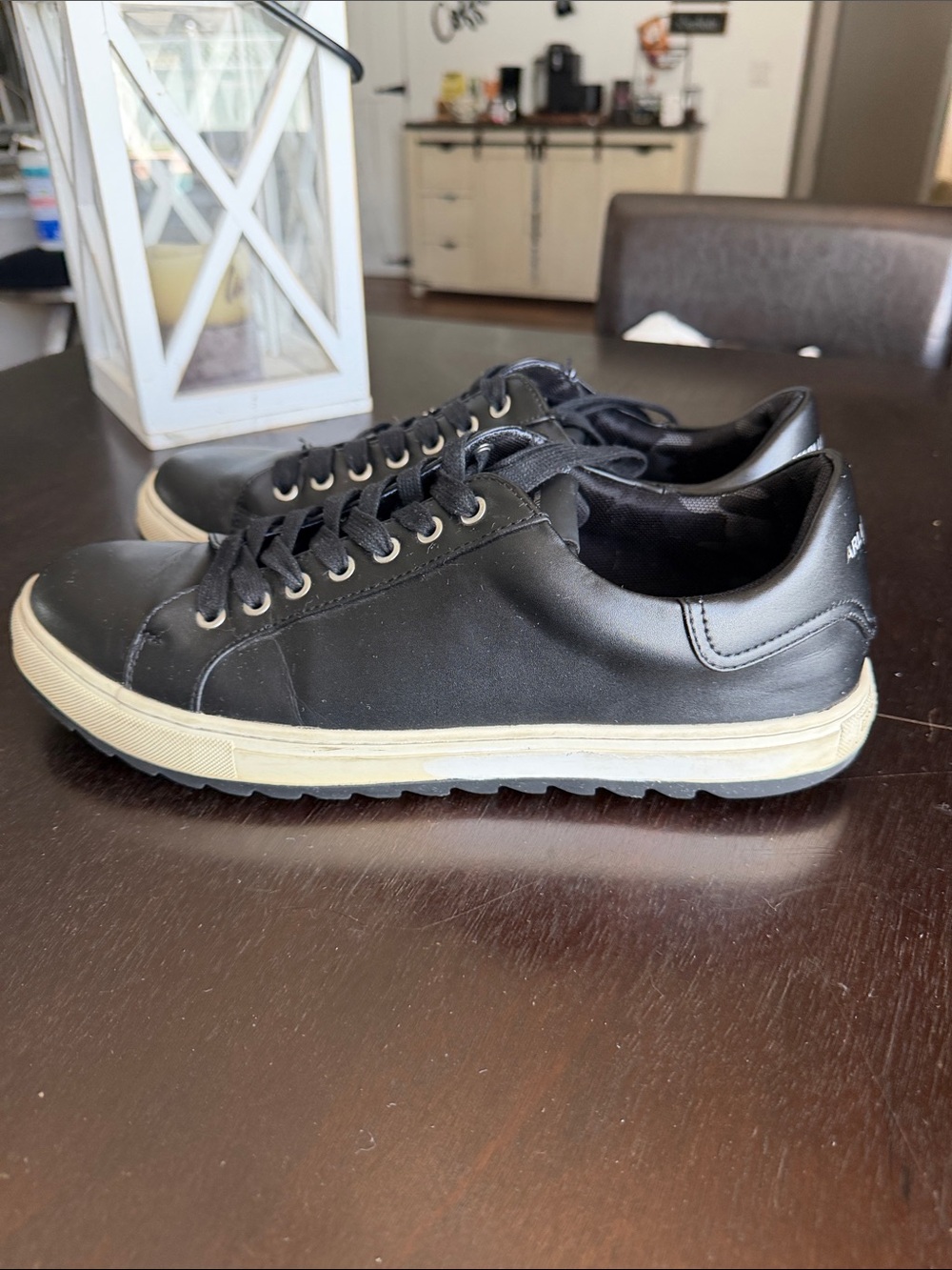 Karl Lagerfeld Black Leather Low-Top Sneakers with Cream Sole